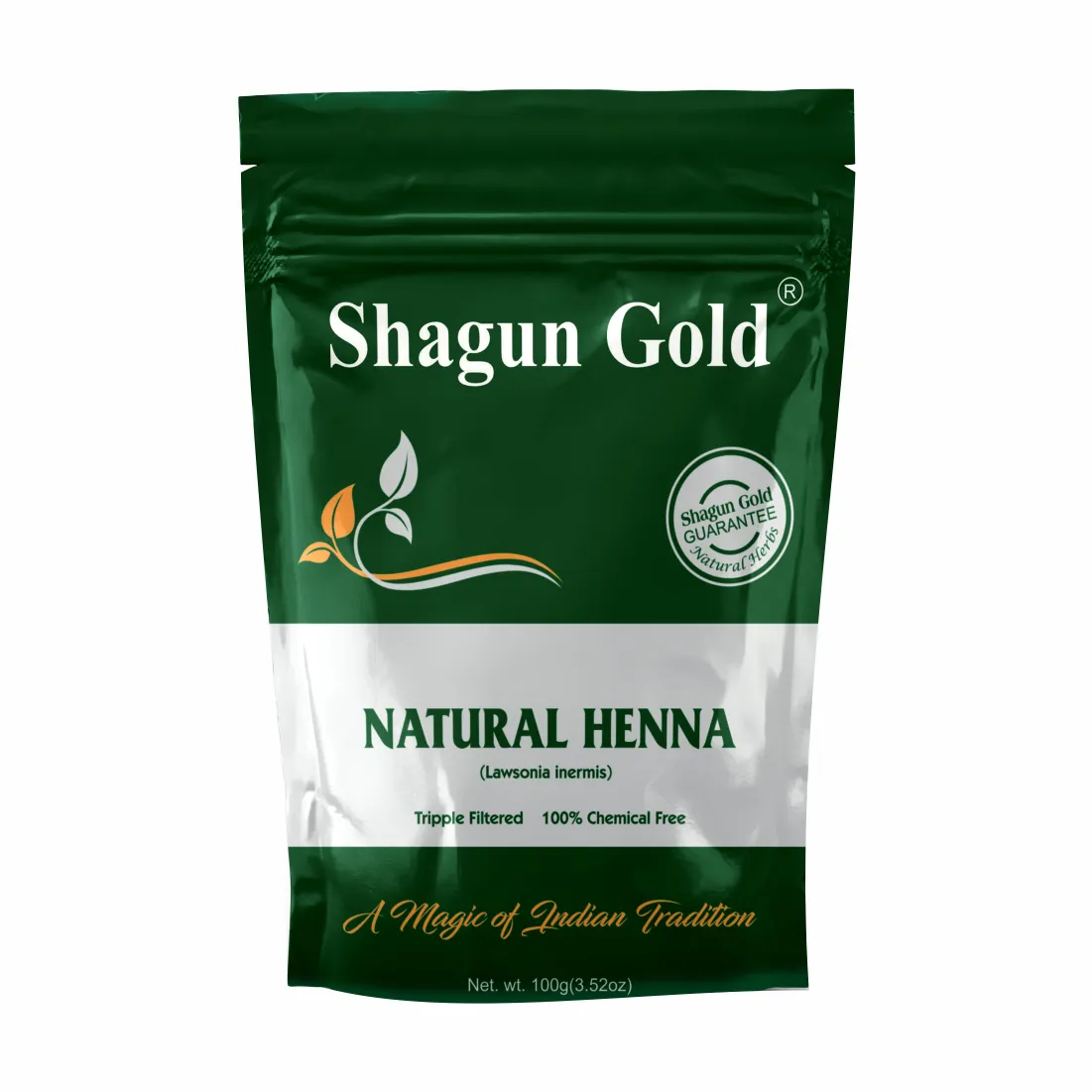 Henna Powder Pouch Packaging Green