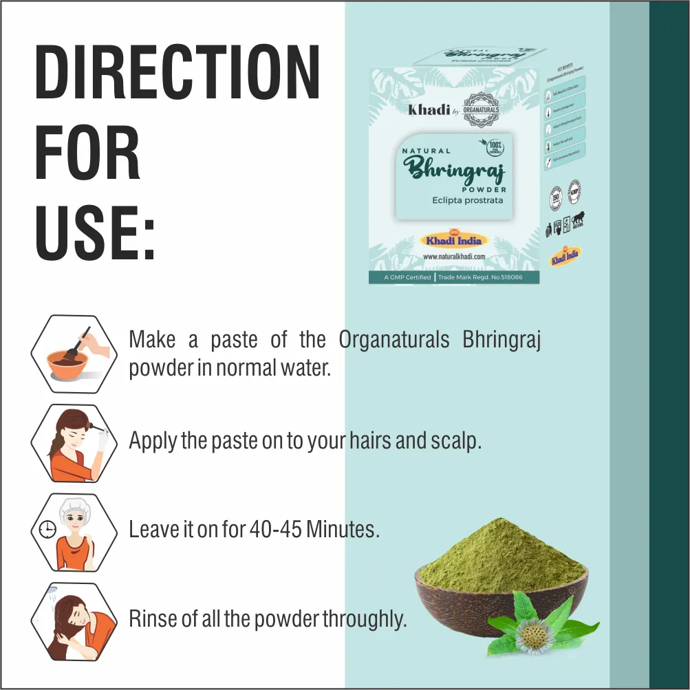 direction for use of Bhringraj powder - www.dkihenna.com
